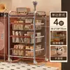 Estantería de Cocina Estilo Vintage, Carrito Pequeño de Piso Multicapa para Sala de Estar, Cesta para Frutas y Verduras para Rellenar Espacios, Estante de Almacenamiento Móvil