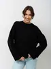 Suéter tejido de punto casual de estilo holgado transfronterizo con cuello redondo para mujer, chaqueta pullover de color liso para otoño e invierno, top versátil
