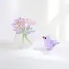 Flores pequeñas artificiales de cristal, calas, rosas, lirios, peonías y pájaros, juego de adorno de flores eternas, regalos extranjeros transfronterizos