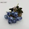 Ramo pequeño artificial de 10 cabezas de rosa en colores otoñales, de 5 puntas, 10 cabezas, para decoración de bodas, flores artificiales, decoración del hogar, venta al por mayor para comercio exterior