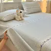 Lençol de cama espessado escovado de algodão puro Classe A 100% algodão xadrez de desenho animado conjunto de três peças duplo para dormitório de estudante