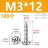 M1.7M2M2.6M3M4M5 Acero Inoxidable 304 Pwa Tornillos Autorroscantes de Cabeza Redonda con Arandela y Espaciador Tornillos para Madera