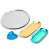 Bandeja de metal de estilo europeo, placa de almacenamiento de acero inoxidable minimalista dorada, adornos decorativos, decoración creativa, accesorios para el hogar