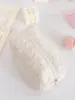 Bolsa de maquillaje rosa a rayas florales estilo Ins, alto atractivo estético, bolsa de almacenamiento portátil y dulce para niñas, bolsa de belleza de gran capacidad