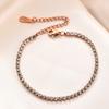 Fabricante Venta al por Mayor Moda Europea y Americana Simple y Moderna Más Vendida Pulsera Nueva de Acero Inoxidable 304 de una Sola Fila con Circonitas Incrustadas de 3 mm para Mujer
