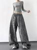 Calça Larga Tie-Dye Americana para Mulheres 2025 Super Popular Outono Novo Cintura Alta Casual Esportiva para Pessoas Altas