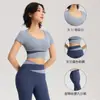 Ropa Nueva de Yoga para Verano, Tops Deportivos de Manga Corta para Exteriores, Pantalones de Yoga para Entrenamiento de Pilates, Trajes Deportivos de Fitness para Mujer
