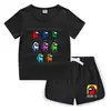 2023 Verão Infantil Gola Redonda Camiseta Calças Quentes Coreano Casual Bottoming Camisa Suor-absorvente Candy Conjunto de Camiseta Infantil