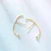 Pendientes de moda de Corea del Sur, exagerados, sencillos, elegantes y combinables, de plata S925, para mujer, con forma de E.