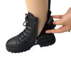 Processamento e Customização de Botas Femininas para Outono e Inverno Botas Femininas Curtas Retrô Botas de Couro Calçados Femininos Processamento de Salto Médio Grosso