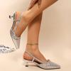2025 Primavera y Verano Nuevo Estilo Punta Afilada Stiletto Moda Zapatos de Mujer Charol Tacón Medio Delgado Espalda Hueca Zapatos Individuales Tacones Altos