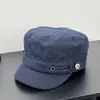 Boina retro americana de copa plana, gorra de vendedor de periódicos de pana, gorra versátil vintage lavada que hace que la cara se vea más pequeña, gorra de pico de pato de moda para mujer