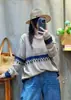 Suéter Jacquard para Mujer 2026 Otoño Nuevo Estilo Coreano Holgado Casual Moda Cuello Redondo Estilo Perezoso Suéter Pulóver MHT