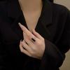 Anillo Rectangular de Zircón Negro Anillo de Estilo Frío para Mujer Anillo Elegante de Moda con Gema Negra Cuadrado Abierto Retro