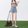 Shorts de mezclilla para mujer Cintura alta Verano Nuevo talla grande chica gordita Sueltos Adelgazantes Figura de pera Cubre caderas Pantalones cortos A la moda