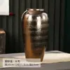 Jingdezhen Tuhu Jarrón de Cerámica Dorado Mate Flores Secas Flores Adornos Florales Retro Juego de Tres Piezas