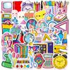 50 piezas de pegatinas de graffiti para papelería estilo animación pintadas a mano taza divertida lápiz regla triangular no se repiten pegatinas transfronterizo