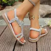 Sandalias de Verano Planas Tallas Grandes Estilo Bohemio con Flores de Pedrería Elásticas Boca de Pez para Mujer Venta al por Mayor Amazon