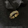 Anillo de Cruz Arabesco Dorado Antiguo con Diseño "Origen de Todas las Cosas" Plateado, Artículo Versátil de Gama Alta de Nicho, Directo del Fabricante