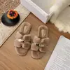 Otoño/Invierno 2026 Nueva Ropa Exterior de Alta Gama Zapatos Peludos para Mujer Birkenstock Hebilla Dorada Pequeña Zapatos de Algodón Cálido con Felpa Pantuflas Peludas