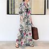 Vestido Camisa Longo Casual Simples Solto de Algodão e Linho Estampado com Lapela de Manga Longa de Bolso Estilo Japonês e Coreano 2026
