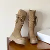 Botas Longas com Franjas e Solado Grosso para Mulheres, Novo Estilo Outono 2026, Botas Slouch Emagrecedoras Acima do Joelho, Botas de Equitação Estilo Wasteland