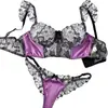 Conjunto de Sujetador Nuevo Sexy Transfronterizo Sujetador Cómodo Varillas de Pescado Color Contrastante Mangas Cortas Volantes Conjunto de Ropa Interior para Mujer Transpirable