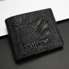 Fornecimento Transfronteiriço Carteira Masculina Retro Couro Cera de Óleo Crocodilo 3D Estéreo Carteira Horizontal Carteira Curta Carteira