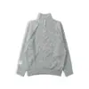 Suéter Gris Claro con Cuello Alto y Media Cremallera para Hombre, Estilo Otoño e Invierno, Estilo Relajado, Sensación de Alta Gama, Chaqueta Suéter de Punto Holgado Hiphop