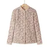 Jaqueta de Algodão Doce e Quente para o Inverno 2025 para Mães de Meia-Idade e Idosas, Gola Alta, Estampa Floral, Forrada com Fleece, Acolchoada, Elegante e Juvenil