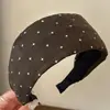 Faixa de cabeça larga estilo coreano retrô com estampa floral e de bolinhas para mulheres, nova coleção 2026, design de alta qualidade, realça a aparência da linha do cabelo e adiciona elegância