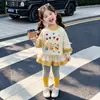 Conjunto de Moletom para Meninas Primavera 2026 Nova Moda Elegante Manga Longa Roupa de Primavera para Meninas Conjunto de Duas Peças