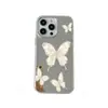 Funda de Teléfono Espejo con Patrón de Concha Mariposa Manzana 18Pro Funda Protectora de Espejo de Maquillaje Avanzado para iPhone15Pro