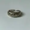 Anillo de Flor de Encaje Mariposa Flor de Iris Hueca Estilo Coreano de Gama Alta para Mujer, Mariposa Incrustada con Diamantes, Anillo Abierto Apilable al por Mayor