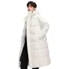 Chaqueta de plumón con capucha de longitud media estilo pareja marca Lu, Nuevo abrigo grueso de invierno hasta la rodilla, Chaqueta acolchada versátil