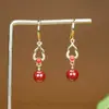 Nuevos Pendientes de Cinabrio Natural, Pendientes de Aro con Cuentas de Arena Oro Púrpura de Plata de Imitación, Pendientes de Aro con Lazo de Aguja de Plata, Pendientes de Alta Gama para Mujer