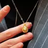 Mismo Estilo que la Joyería Dorada, Collar de Calabaza Escama de Pez Brillante, Colgante de Fortuna y Bendición de Hielo, Cadena para Clavícula, Cobre para Novia