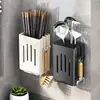 Pegatina Gratis sin ClavosSoporte de Palillos Montado en Pared Cesta Almacenamiento de Palillos Jaula para Palillos de Cocina Estante Escurridor para Cubiertos de Mesa