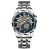 Reloj de Pulsera para Hombre 2025 Nuevo Transfronterizo con Banda de Acero Inoxidable, Reloj Calado, Europeo y Americano, de Negocios, Simple, de Cuarzo, Resistente al Agua