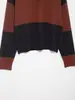 Suéter de punto para mujer con rayas anchas en color rojo y negro, cuello de polo, 2025 Otoño e Invierno, Nuevo, Transfronterizo Europeo y Americano