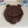Estilo japonês bonito tridimensional urso orelha boné de lã das mulheres outono e inverno novo quente malha orelha proteção cap lei feng cap na moda