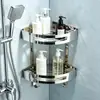 Estante triangular de acero inoxidable de doble capa estante de almacenamiento de baño estante de esquina cesta de esquina para inodoro