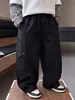 Pantalones de Algodón Curvos de Cuatro Botones para Niños de Primavera y Otoño Estilo Coreano Pantalones Casuales Sueltos Elegantes para Niños Pantalones para Bebé para Exportación