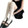 Meias de Tricô Patchwork para Primavera e Verão, Finas e Levemente Transparentes, Estilo Ballet com Costela Vertical Miu Costelada Meia Branca de Meio Pé com Estribo