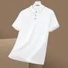 Camisa Polo Masculina de Verão Transfronteiriça Camiseta de Negócios 2025 Leve Casual Cor Sólida Xadrez Respirável Camiseta de Seda de Gelo Fresca