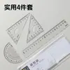 Deli Set de Reglas Triangulares de 15 cm Set de Reglas de Dibujo de 20 cm Set de 4 Piezas Regla Recta para Estudiantes Regla Suave Regla Transparente