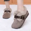 Sapatos Femininos Peludos de Inverno, Botas Femininas, Sapatos de Algodão Aveludado, Sapatos Slip-On de Camurça com Solado Grosso para Mães, Casuais com Solas Macias