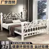 Cama de hierro, cama de princesa para niños, cama de acero con estructura de hierro para dormitorio, cama doble para apartamento de alquiler, cama simple con estructura de hierro estilo europeo