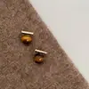 Pendientes Retro de Plata 925 con Aguja Geométrica Recta Color Melard Piedra Redonda Ojo de Tigre Otoño e Invierno Pendientes Simples Personalizados