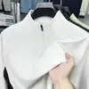 Moletom Masculino 2026 Primavera com Zíper Meio Aberto e Gola Alta, Alta Elasticidade, Caimento Solto, Respirável, Antibacteriano 7A, Camiseta de Manga Longa para Outdoor